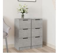 811160 vidaXL Buffets 2 pcs Gris béton 30x30x70 cm Bois d'ingénierie