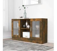 vidaXL Armoire vitrine Chêne fumé 120×30,5×70 cm Bois d'ingénierie Multicolore