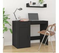 vidaXL Bureau, Table d'Ordinateur avec 1 Tiroir et 1 Armoire, Bureau Informatique avec Rangement Intérieur, Moderne, Noir Bois d'Ingénierie