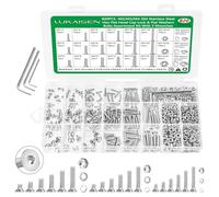 820 Pièces Kit de Vis à Tête Plate à Embout Hexagonal en Acier Inoxydable 304 Métrique avec Écrous, Rondelles Plates et Grower, Inclut 3 Clés - Set de Vis de Précision M2 M3 M4 pour Imprimante 3D &DIY