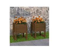 vidaXL Jardinières 2 pcs Marron miel 40x40x52,5 cm Pin massif
