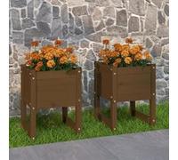 822114 vidaXL Jardinières 2 pcs Marron miel 40x40x52,5 cm Bois massif de pin Marron G