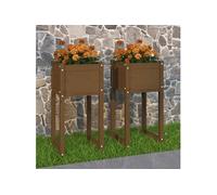 822129 Jardinières 2 pcs Marron miel 40x40x81 cm Bois massif de pin