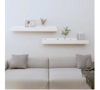 823590 vidaXL Étagères murales 2 pcs Blanc 80x12x9 cm Bois de pin massif