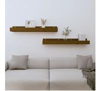 823592 vidaXL Étagères murales 2 pcs Marron miel 80x12x9cm Bois de pin massif
