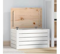 vidaXL Boîte de rangement 823615 – Bois massif de pin Blanc 59,5x36,5x33 cm