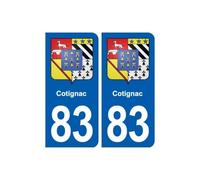 83 Cotignac blason autocollant plaque stickers ville - Angles : droits
