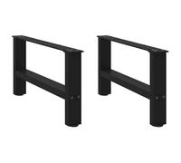 831026& Pieds de table basse - Haut de gamme - Noir 2 pièces 70 x (30-31) cm Acier