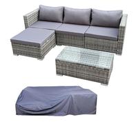 84 Ensemble de salon de jardin SVITA QUEENS mobilier de jardin coin salon housse polyrotin gris