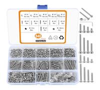 840 vis inox M2,5 tête hexagonale, kit avec écrous et rondelles | Visserie métrique robuste, idéale pour montage, réparation et projets DIY