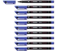 STABILO Marqueur permanent OHPen - pointe médium 1 mm - Lot de 10 - Bleu