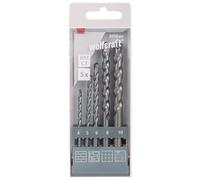 Wolfcraft 8450000 carbure de tungstène Jeu de forets spiralés pour pierre 5 pièces 4 mm, 5 mm, 6 mm, 8 mm, 10 mm tige cylindrique