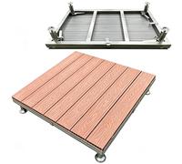 84x84cm Plate-forme de Terrasse Extérieure Hauteur Réglable | Dalle Composite WPC Surélevée avec Aspect Grain de Bois pour Jardin Pelouse Camping Fête(Rouge)