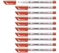 STABILO Marqueur OHPen – Lot de 10 – Rouge – Encre non permanente, pointe médium 1 mm