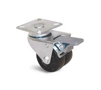 861011 Roue jumelée 50 mm platine carrée pivotante avec frein