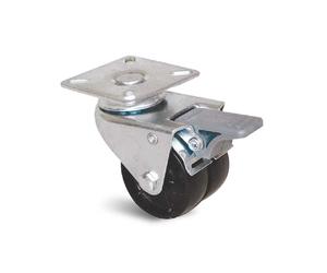 861011 Roue jumelée 50 mm platine carrée pivotante avec frein
