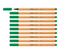 STABILO point 88 - Stylo feutre pointe fine - Lot x 10 feutres fins - Vert (88/36)
