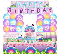 88 Pièces Anniversaire Gabby, Décoration Anniversaire Gabby, Ballons Decoration, Cake Topper, Decoration Gateau, Décoration de Fête, Bannière, Fille, Fête pour Fnfants, Soirée à Thème
