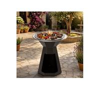 Little Balance 8954, Brasero Genius 70, Barbecue Brasero à Bois Extérieur Jardin ou Terrasse, avec Plancha INOX, Rangement Bois XXL, Acier, Fabriqué en France