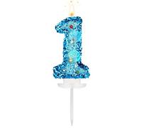 8cm Coquille Anniversaire Numéro Bougie, Paillettes Bougie Gâteau Topper Coquillage Paillettes Gâteau Chiffre pour Anniversaire De Mariage Anniversaire Sirène Fête à Thème (Bleu, 1)