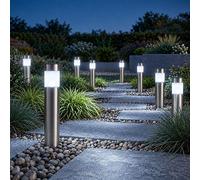 Ensemble de 8 lampes enfichables solaire LED chemin de jardin éclairage extérieur IP44 lampes à pointes en acier inoxydable
