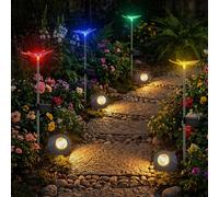 Lot de 8 lampes solaires LED RVB en forme de papillons et de libellules, lampes de jardin d'extérieur enfichables, design en pierre, spots