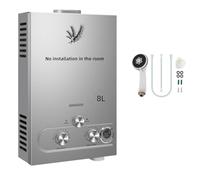 8L Chauffe-eau à Gaz,8 L/min,Instantané Chauffe Bain à Gaz Propane ou Butane,16KW Chaudière Instantanée à GPL avec Mode Hiver et Mode été pour Maison Camping Caravane