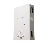 8L Chauffe-eau Gaz Propane Sans Réservoir 16KW LPG Instantané Chaudière LED Affichage Camping En Plein Air Avec Kit De Pomme Douche Salle de bain à domicile(blanc)