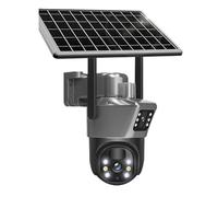 8MP 4K caméra Solaire extérieure 4G SIM caméra de Surveillance sans Fil avec Panneau Solaire Double lentille PTZ IP Cam Protection de sécurité pour la sécurité à Domicile(8MP 4G Cam Add 128G)