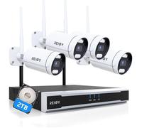 8Mp Kit Camera Surveillance Wifi Exterieure Avec Disque Dur 2To,4K Système Videosurveillance 16Ch Nvr+4X 2160P Camera,Audio Bidir