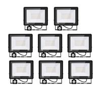 8PACK - Projecteur LED détecteur de mouvement 100W,10000LM Projecteur LED Exterieur Avec Detecteur Blanc Chaud(3000K) Imperméable IP66 Projecteur LED exterieur de sécurité pour, garage, couloir