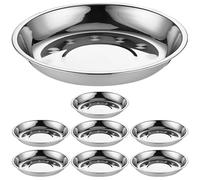 8pcs Assiettes Rondes En Acier Inoxydable Assiettes Plates De Camping Plateaux De Gril