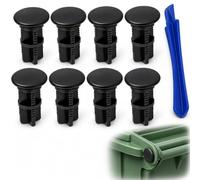 8pcs Charnière pour Couvercle de Poubelle en Plastique 240L, Noir Rechange | Pied de Biche Court, Axe de Fixation en Plastique Noir, Verrou de Poubelle Sans Perçage pour Réparation de Conteneur à Déchet