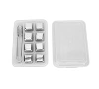 8PCS Glaçons en Acier Inoxydable, Pince à Glace Vin Whisky Pierres de Refroidissement Bar Fournitures Fête avec Boîte à Clip pour Boissons Vodka Soda Rocks Gin Jus Boisson