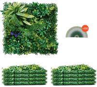 8pcs. Haie artificielle mur végétal - brise-vue PE - 500x500x50mm Plantes artificielles décoration murale