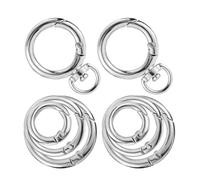 8pcs Mousquetons en Métal, Dont 2 Clips Ronds à Ressort en O avec Anneau en D Rotatif Mousqueton Gâchette Fermoir Porte-Clés pour Sacs Cordon Dragonnes de Sac à Main Bricolage (Argent)