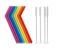 8PCS Pailles réutilisables en silicone avec étui Pailles flexibles de taille régulière de 10 "avec 4 brosses de nettoyage incluses pour 20 gobelets de 30 oz Voyage de boisson