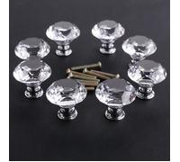 8pcs Poignée Bouton 40mm verre cristal incolore pour meuble armoire placard commode