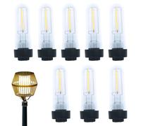 8Pcs Remplacement de l'ampoule solaire Filament LED en plastique transparent Basse tension 3V Remplacement de l'ampoule solaire jardin pour jardin patio extérieur, Blanc chaud.