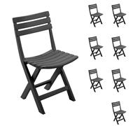 8x Chaise de jardin Chaise de camping pliante Plastique Anthracite Résistant aux intempéries
