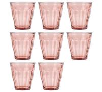 8x Duralex Rose 250ml Picardie Gobelets Verre Eau Whisky Potable Tasse Ensemble