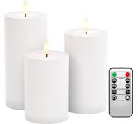 8x Goobay 64786 Set de 3 bougies LED ''Outdoor'', blanc - Eclairage LED avec télécommande, pour l'intérieur et l'extérieur (IP44), blanc chaud (3000 K), fonctionne sur piles