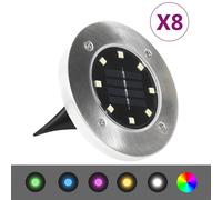 vidaXL Lampes solaires 315695 – 8 pcs LED Couleur RVB Énergie solaire Extérieur