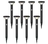 8x Maclean Lampe solaire à LED avec capteur 3 modes enfichable Li-ion 18650 IP44 3,7V 1200 mAh Noir MCE465 B