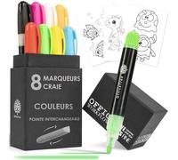 8x Marqueur Craie Effacable Coloré - 1mm À 6mm Pointes Interchangeables - Feutre Vitre Effacable - Feutre Fenetre Effacable - Feutre Craie Effacable Tableau Noir - Marqueur Craie Liquide