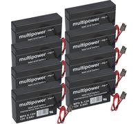 8x Multipower Batterie au plomb MP0,8-12H Pb 12V 0,8Ah Maison et Connecteur volets roulants