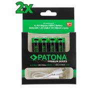 8x PATONA Premium USB-C 4x Piles AA Lithium 1.5V 3000mWh (2x 4er Blister)