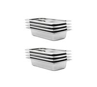 8x Récipients Gastronorm GN 1/3 Plaque de Cuisson Plateau de Service Plateau Empilable Restaurant Maison Cuisine Hôtel Intérieur 65 mm Inox
