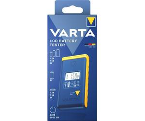 8x Varta 75305 VARTA LCD Digital Battery Tester, bleu-jaune - Testeur de piles numérique pour piles, accumulateurs et piles boutons