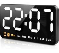 9.1'' Horloge Murale Digitale Réveil Numérique LED, LED Horloge Murale Digitale avec 3 Luminosité Réglable Horloge Murale Numérique avec Heure 12/24 H Date Température DST pour Chambre Salon Bureau